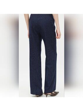 Cleo Black & White pin stripe Wide-Leg Trousers slimming panel size 16 petite